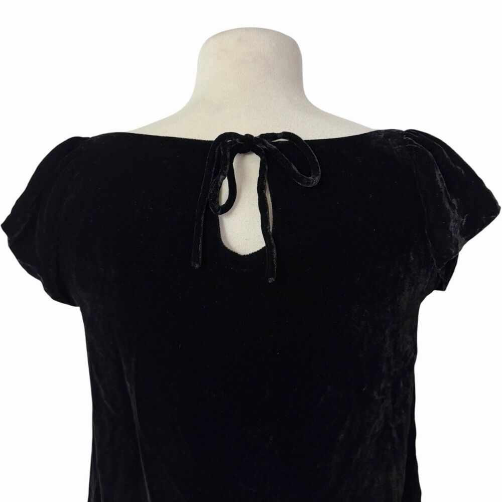 Marc by Marc Jacobs Black Velvet Whimsigoth Balletcore Ruched Bubble Top XS - Picture 3 of 8